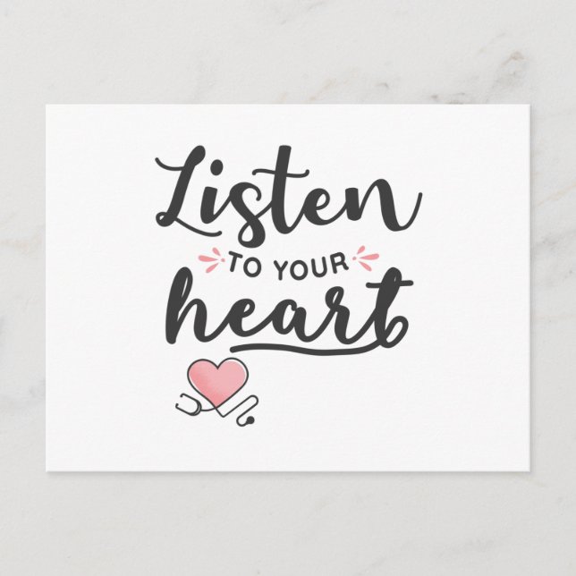 Listen to your heart stethoscope postcard (Front)