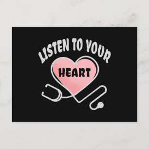 Listen to your heart stethoscope postcard