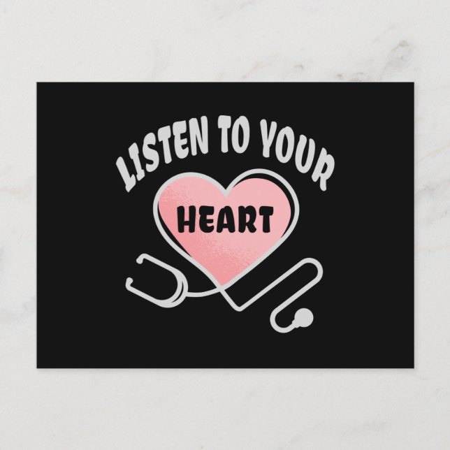 Listen to your heart stethoscope postcard (Front)