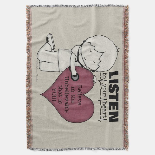 Listen to Your Heart Throw Blanket (Front Vertical)