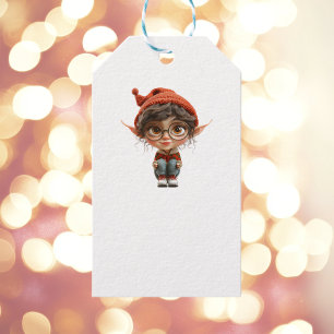 Listening Girl Christmas Elf White Gift Tags
