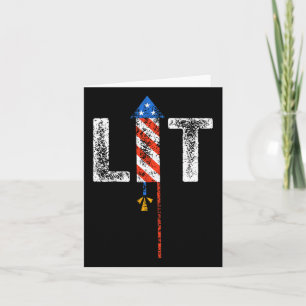 Lit 4th Of July Patriotic American Fireworks Usa F Card