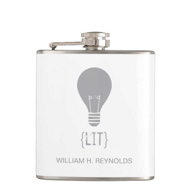{LIT} Bridal Party Lit Lightbulb Flask (grey) (Front)