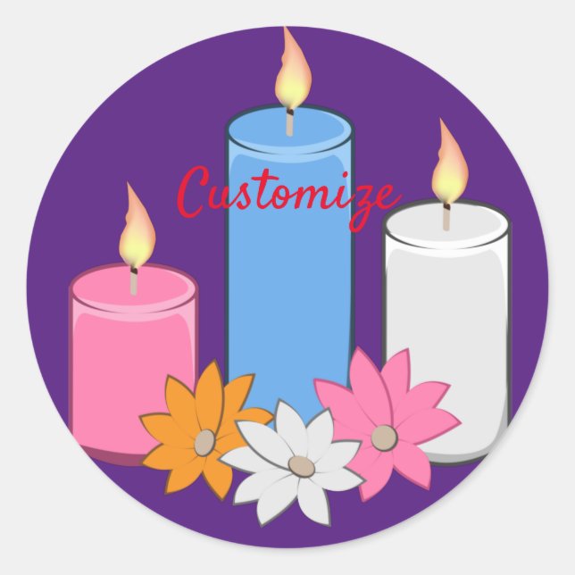 Lit Candle Flowers Thunder_Cove Classic Round Sticker (Front)