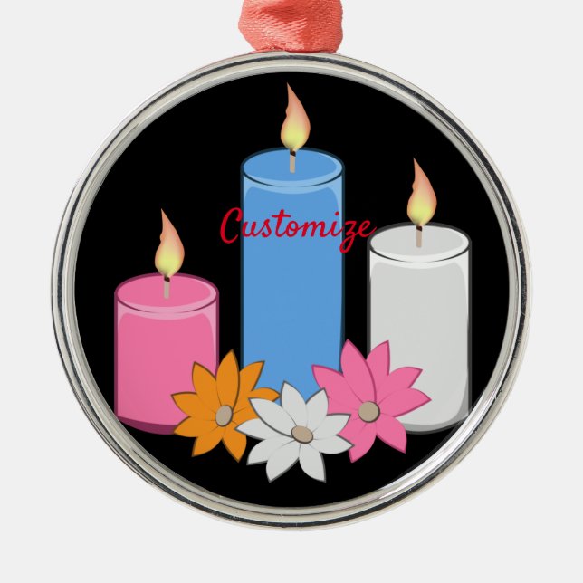 Lit Candle Flowers Thunder_Cove Metal Tree Decoration (Front)