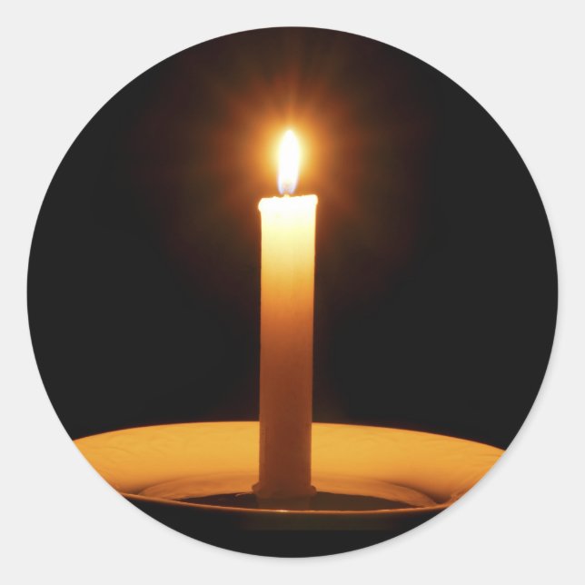Lit Candle on Black.jpg Classic Round Sticker (Front)