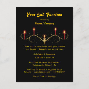 Lit candles "year end" party celebration postcard