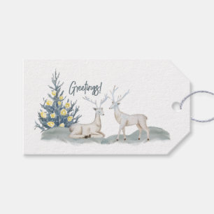 Lit Christmas Tree and Deer In the Snow Gift Tags