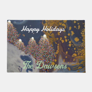 Lit Christmas Tree Personalised Door Mat
