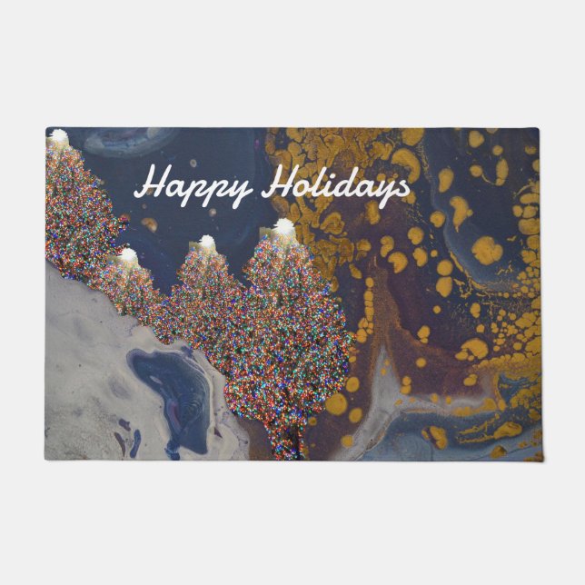 Lit Christmas Tree Personalised Door Mat (Front)