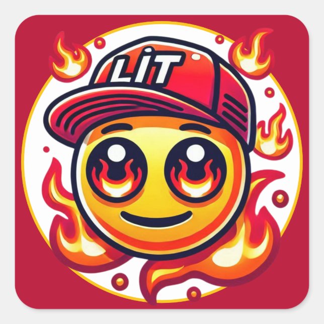 LIT Fire Emoji Urban Square Sticker (Front)
