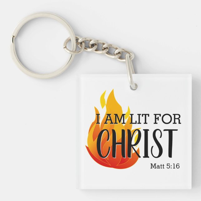 LIT FOR CHRIST Christian Key Ring (Front)