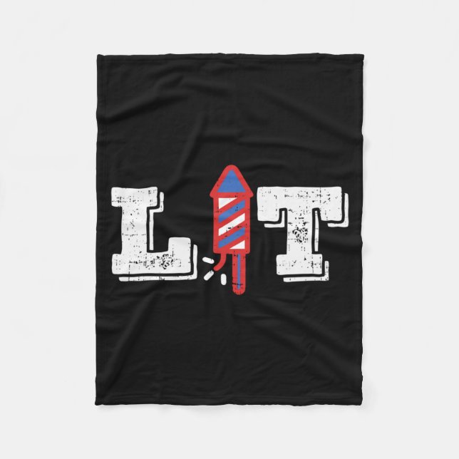 Lit Funny Fireworks 4th Of July Party Aamerican Fleece Blanket (Front)