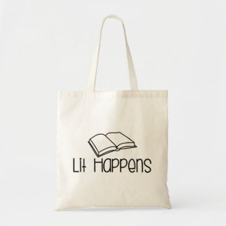 Lit Happens Funny Book Lover Tote Bag