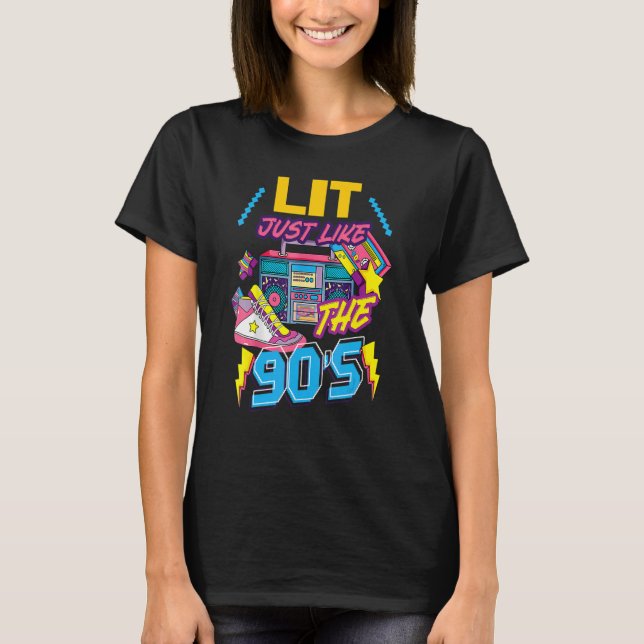 Lit Just Like The 80's Party Costume Retro 80's No T-Shirt (Front)