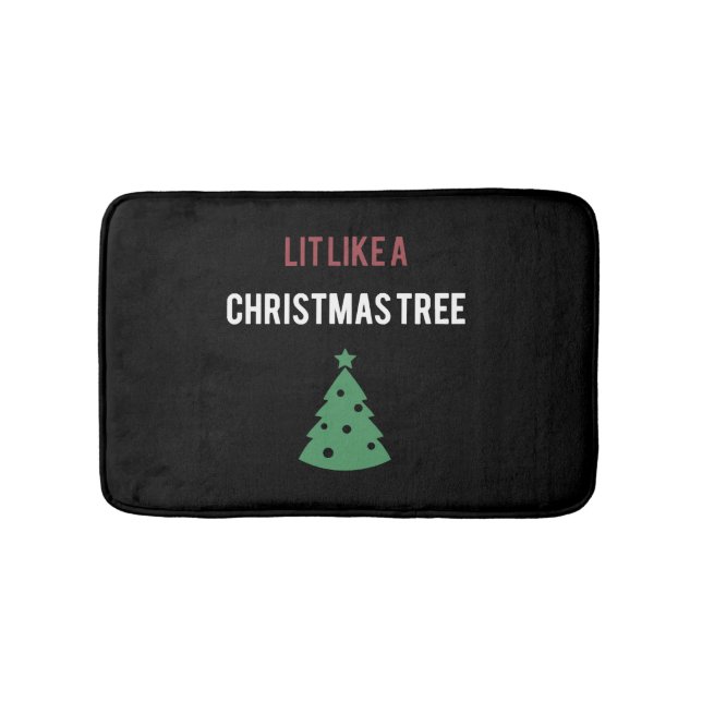 lit like a christmas tree green tree christmas bath mat (Front)