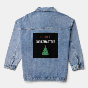 lit like a christmas tree green tree christmas denim jacket