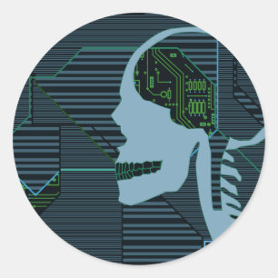 lit logicskull classic round sticker