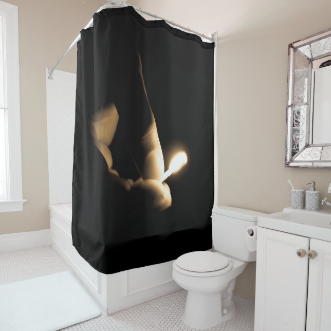Lit Match Shower Curtain (In Situ)
