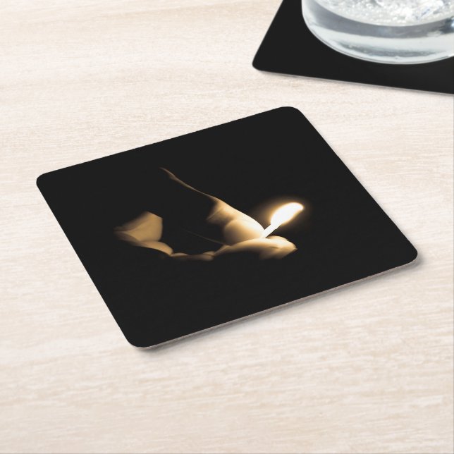 Lit Match Square Paper Coaster (Angled)