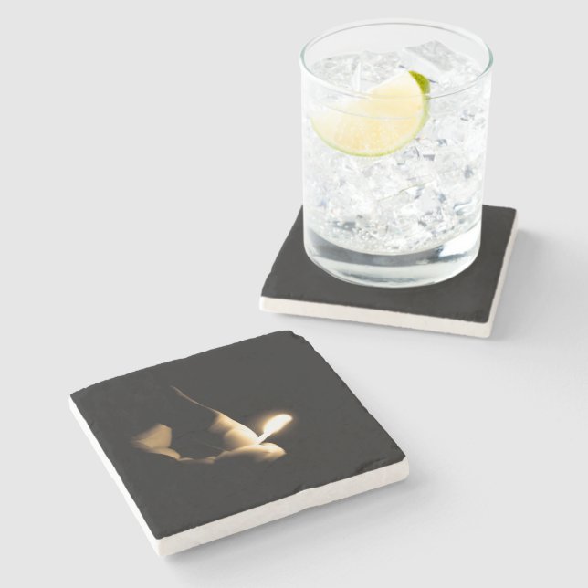 Lit Match Stone Coaster (Side)