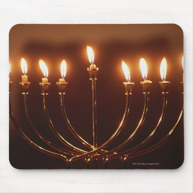Lit menorah, Israel Mouse Mat (Front)