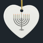 Lit Silver Hanukkah Menorah with Star of David Ceramic Tree Decoration<br><div class="desc">Lit Silver Hanukkah Menorah with Star of David. Perfect for celebrating Hanukkah! 
 Did you know? You can customise this item by clicking "Customise It"!</div>