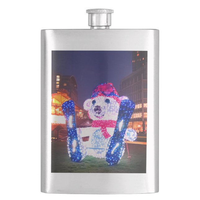 Lit up bear hip flask (Front)