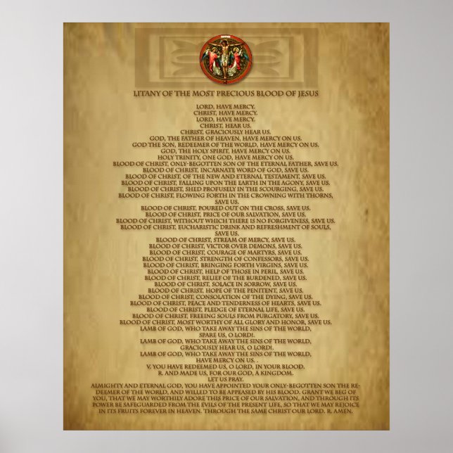 LITANY OF THE MOST PRECIOUA BLOOD OF JESUS POSTER (Front)