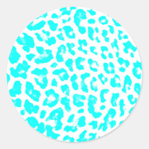 Lite Blue Leopard Print Classic Round Sticker