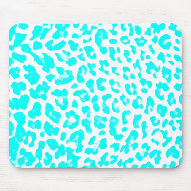 Lite Blue Leopard Print Mouse Mat (Front)