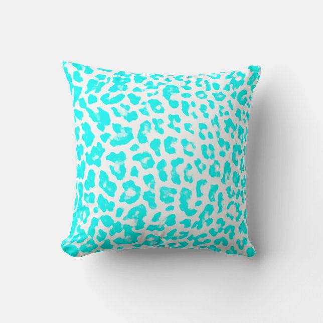 Lite Blue Leopard Print Pillow (Front)