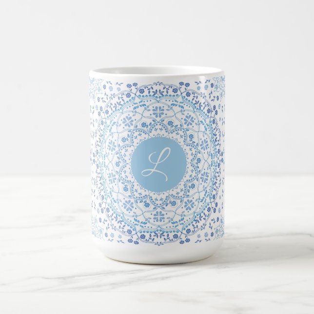 Lite Blue Mandala Monogram Mug (Center)
