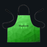 Lite green gradient geometry mesh pattern Monogram Apron<br><div class="desc">Monogram Personalise with your custom initial and name. 
Light green gradient geometric mesh pattern bright triangles ombre. 
Triangle geometric mesh with light dark green ombre gradient. 
pattern,  ombre,  mesh,  triangles,  geometry,  geometric,  gradient,  cool,  triangle,  green</div>