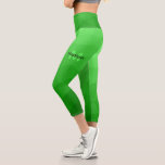 Lite green gradient geometry mesh pattern Monogram Capri Leggings<br><div class="desc">Monogram Personalise with your custom initial and name. 
Light green gradient geometric mesh pattern bright triangles ombre. 
Triangle geometric mesh with light dark green ombre gradient. 
pattern,  ombre,  mesh,  triangles,  geometry,  geometric,  gradient,  cool,  triangle,  green</div>