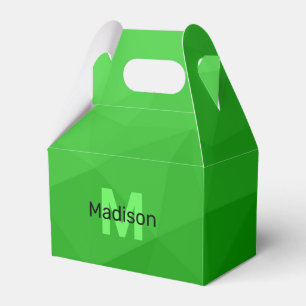 Lite green gradient geometry mesh pattern Monogram Favour Box