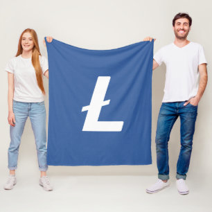 Litecoin Cryptocurrency LTC Logo Blue Simple Fleece Blanket