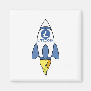 Litecoin To The Moon Rocket Magnet