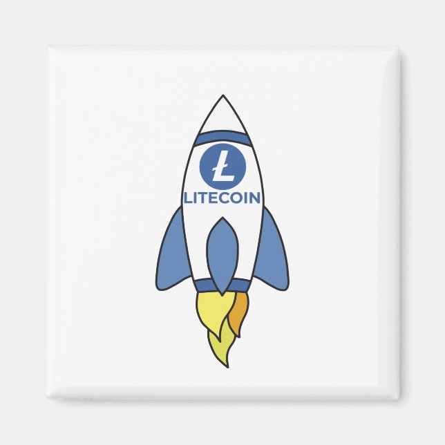 Litecoin To The Moon Rocket Magnet (Front)