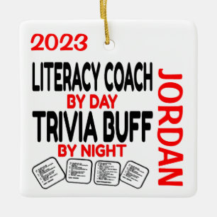 Literacy Coach Loves Playing Trivia CUSTOM Ceramic Ornament