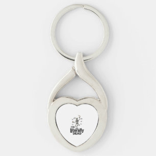 Literally Dead Vintage Skeleton Humour Shirt Desig Key Ring