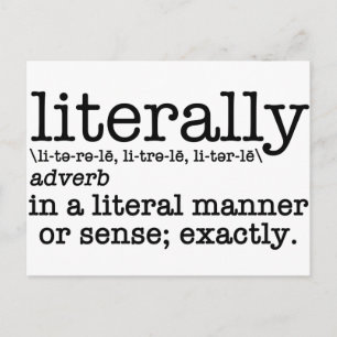 Literally Definition English Grammar Postcard