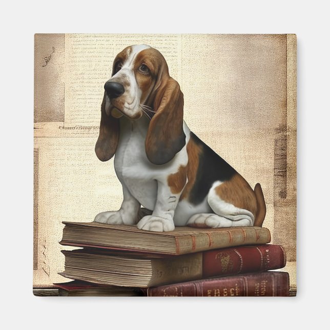 Literary Basset Hound Magnet (Front)