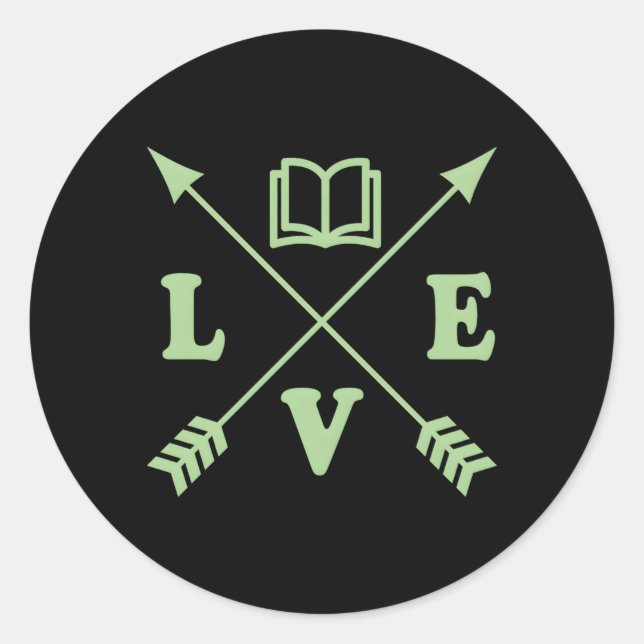 Literary Book Reading Arrow Basic Bohemian Style Classic Round Sticker (Front)