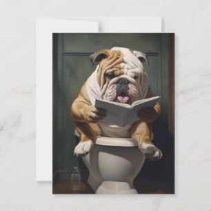 Literary Bulldog Funny Bathroom Humor Postcard