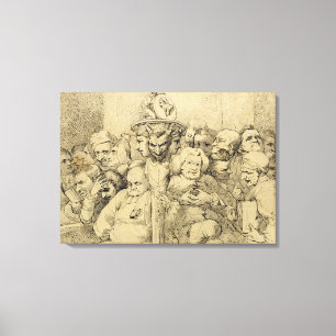 Literary Characters Assembled Around the Medallion Canvas Print