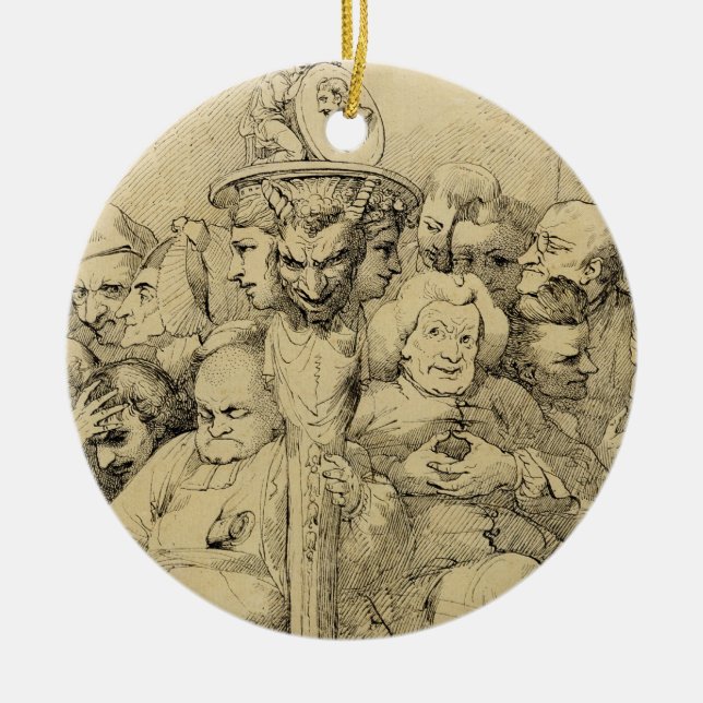 Literary Characters Assembled Around the Medallion Ceramic Tree Decoration (Front)