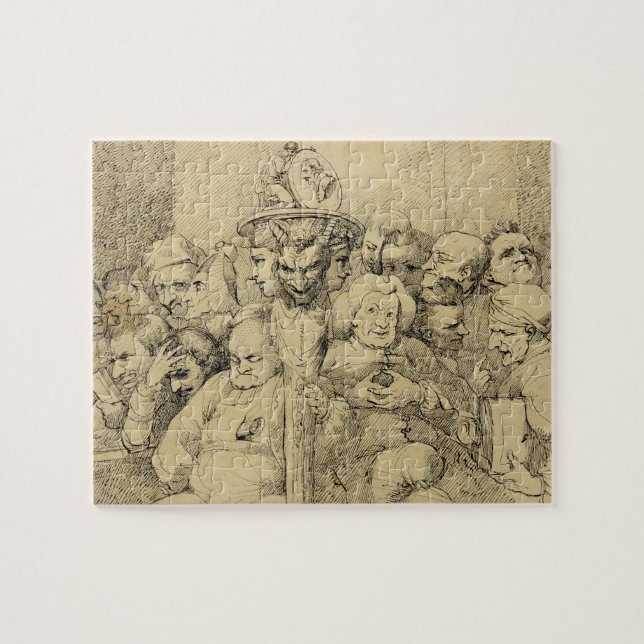 Literary Characters Assembled Around the Medallion Jigsaw Puzzle (Horizontal)