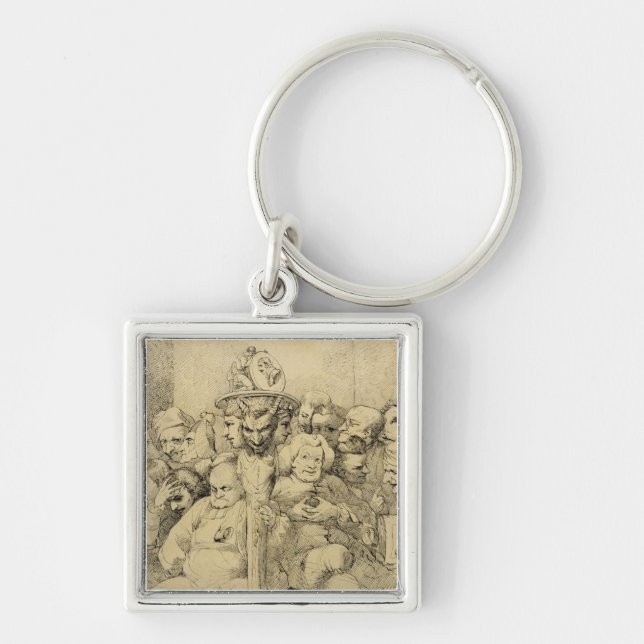 Literary Characters Assembled Around the Medallion Key Ring (Front)