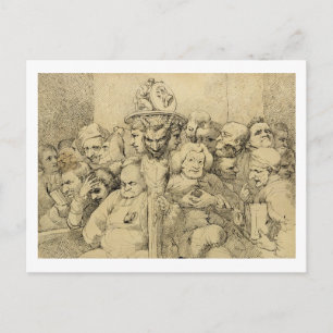 Literary Characters Assembled Around the Medallion Postcard